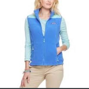 Vineyard Vines fleece vest. Size S. Color Blue/mint. Like new condition.
